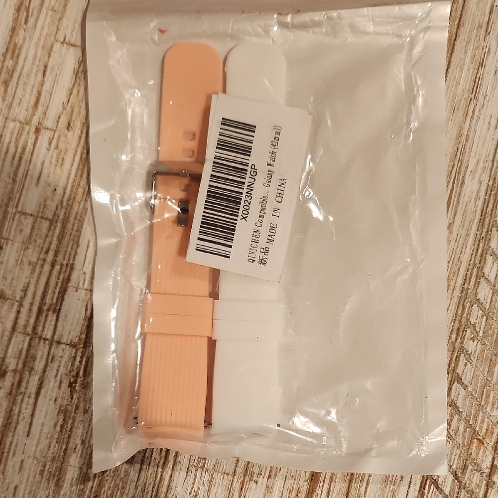Peach and White Silicone Galaxy Watch Bands